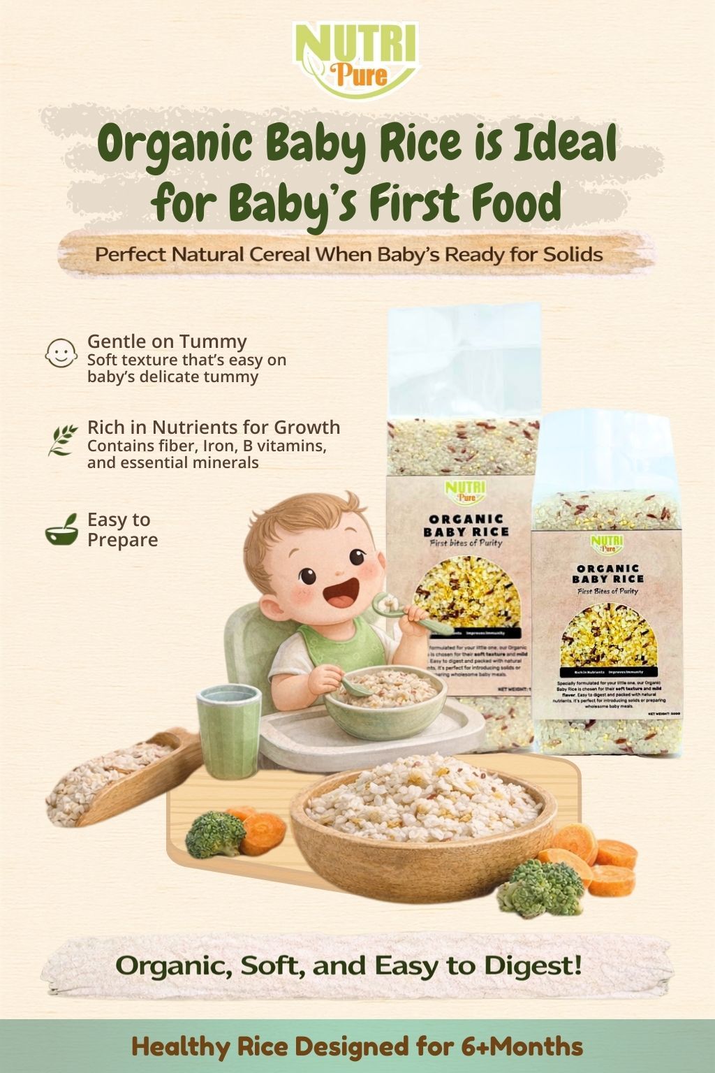 Nutri Pure Organic Baby Rice 1kg Beras Organik Bayi Calrose Bario ...