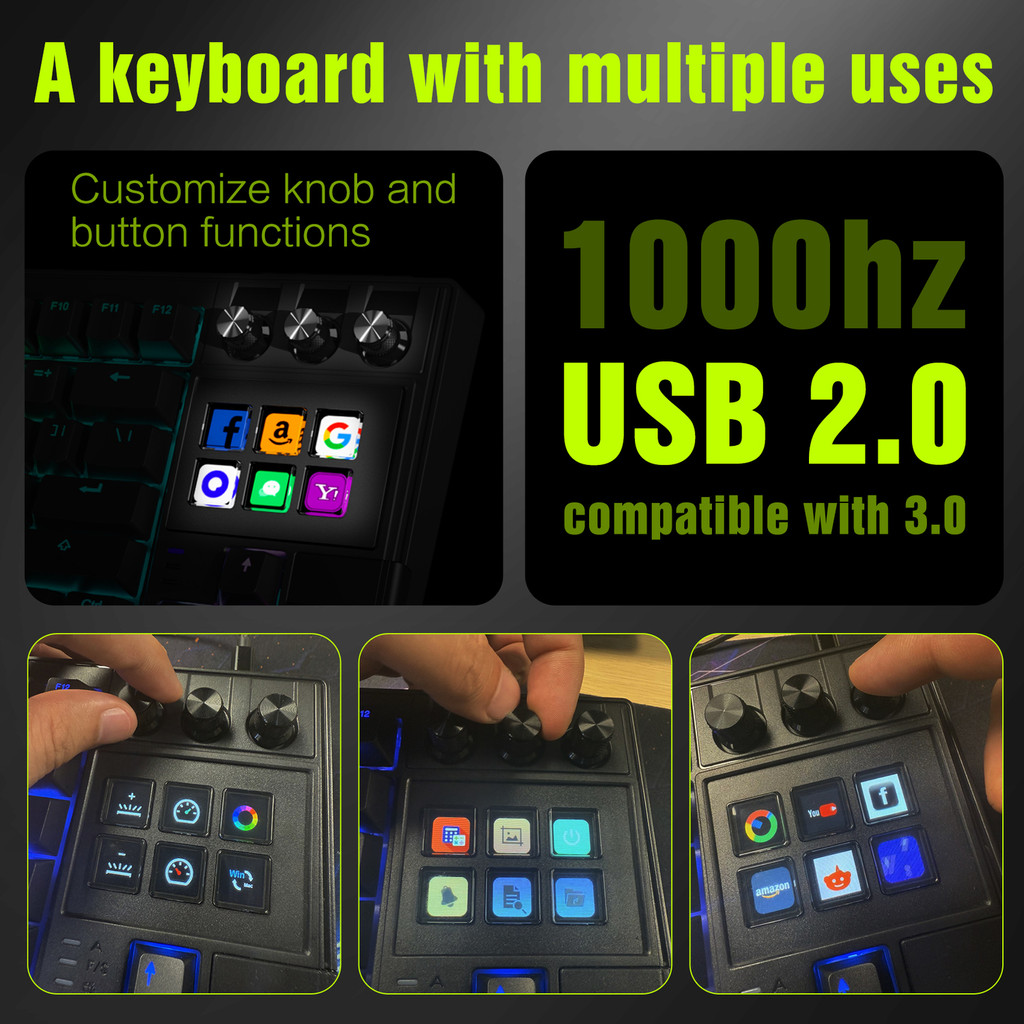 JOMAA K1 Pro Wired Macro Keyboard Full-Key Programmable On-Board Keypad ...