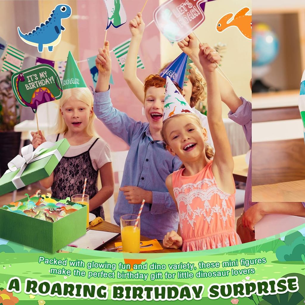 16pcs Mini Luminous Dinosaurs Glow In The Dark Dino Toys Treat Kids ...