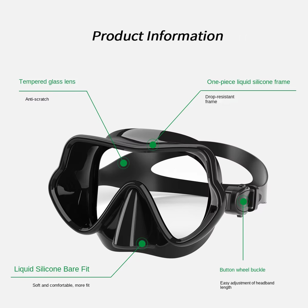 M4 Diving mask anti fog and leak proof panoramic tempered glass shatter ...