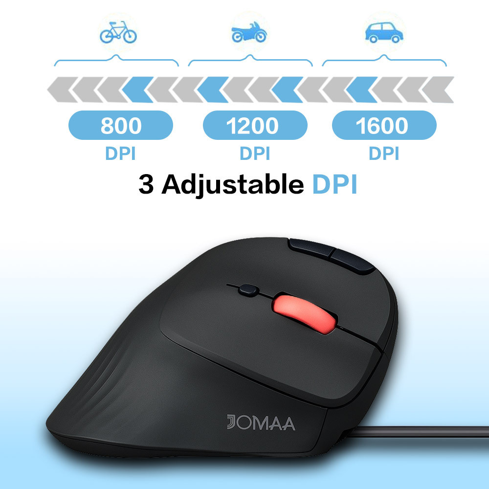 JOMAA Wired Trackball Mouse Vertical Ergonomic Mice Thumb Control ...