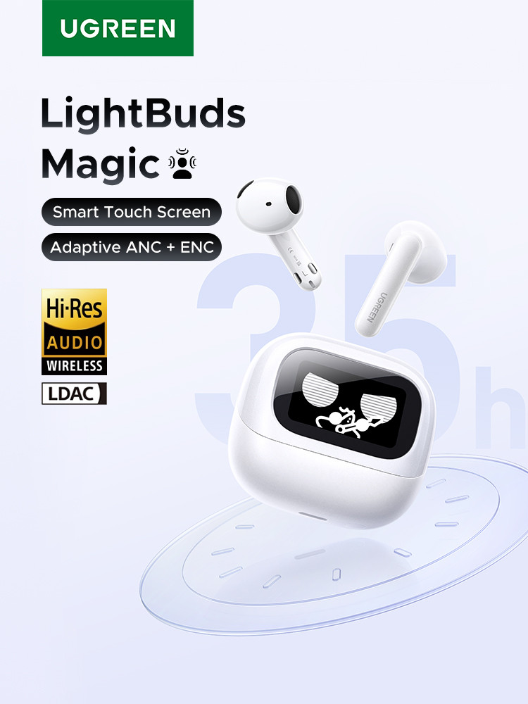 UGREEN LightBuds Magic Earbuds Touch Display Case ANC BT6.0 Hi-Res ...