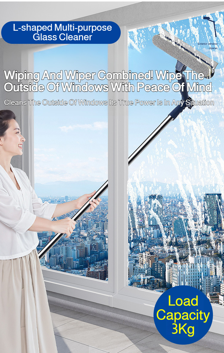 Adjustable Extended Window Cleaner Double-Sided Retractable Glass Wiper ...