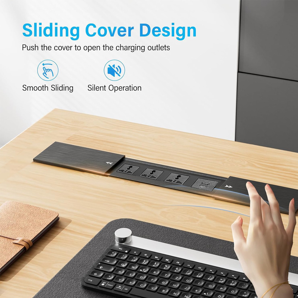 FUNAYA Universal Embedded Slide Cover Socket with USB Type-c Slide ...