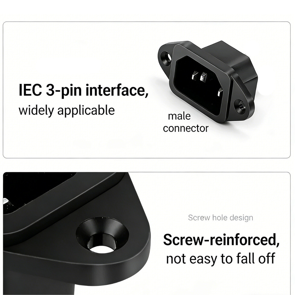 AC Power Inlet IEC C14 10A 250V Panel Mount Bracket 3PIN Embedded Power ...