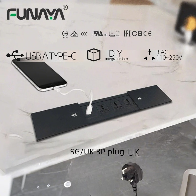 FUNAYA Universal Embedded Slide Cover Socket with USB Type-c Slide ...