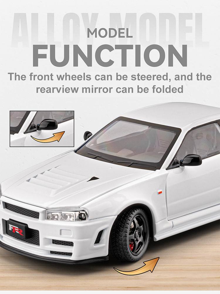 1:24 Nissan GTR R34 Diecast Toys Car Model Cars Alloy Toy Collection ...
