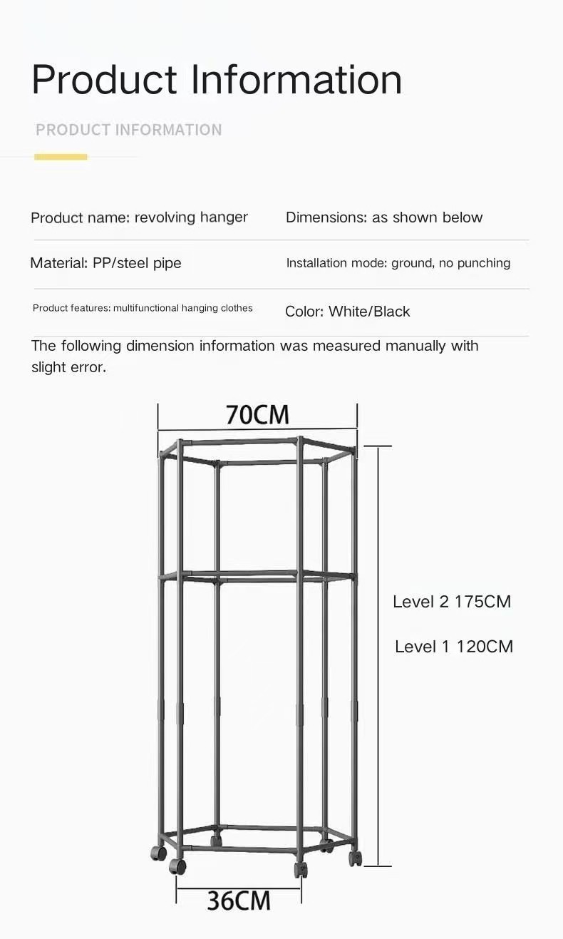 Stainless Steel Clothes Rack 360° Rotating, Double Layer Hexagonal ...