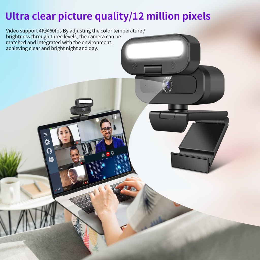 GLINK 4k UHD Laptop Camera Webcam 3 Levels Light for and Built-in ...