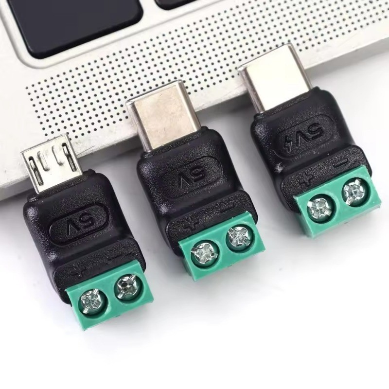 USB C To 2Pin Terminal Adapter - Screw 5V Solderless Plug - Green Data ...