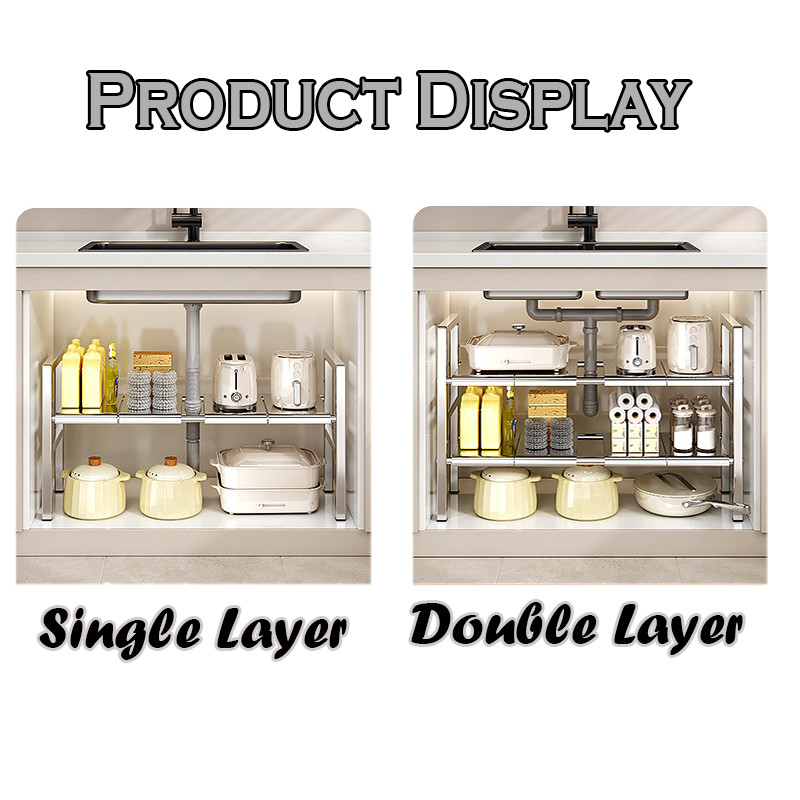 GDeal Adjustable & Expandable Stainless Steel Rack For Sink & Cabinet ...