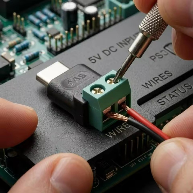 USB C To 2Pin Terminal Adapter - Screw 5V Solderless Plug - Green Data ...