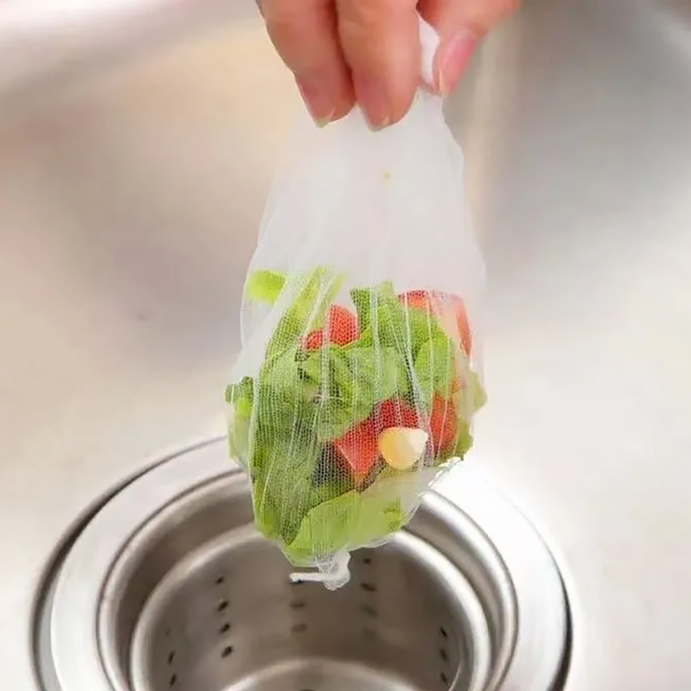 200-Pack Disposable Kitchen Sink Strainer Mesh Bags – Fine-Mesh Filter Nets For Catching Food Waste & Leftovers, Universal Fit For Most Drains
