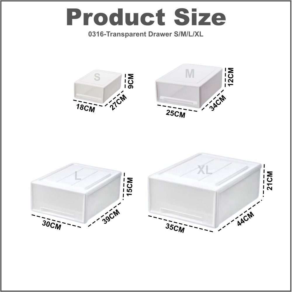 【Woody】 Transparent Drawer Storage Boxes Creative Stackable Combination ...