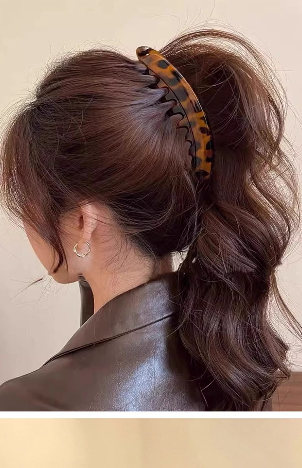 Klip Rambut Pisang 复古豹纹香蕉发夹 Banana Hair Clip 马尾竖夹显发量气质发饰 Vintage ...