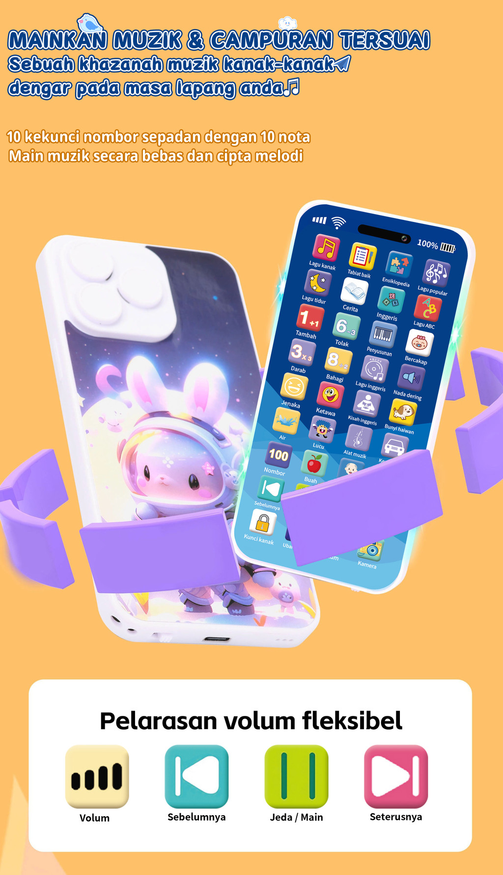 BN Melayu Telefon Mainan Baby Kids Telephone Toys Learning Mobile Phone ...