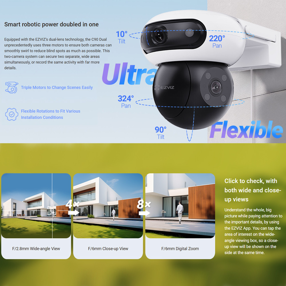 Ezviz C90 Dual Lens (4MP + 4MP) Dual Rotation Pan/Tilt Two Way Talk ...