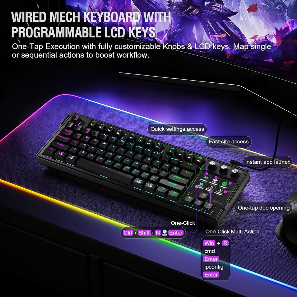 JOMAA K1 Pro Wired Macro Keyboard Full-Key Programmable On-Board Keypad ...