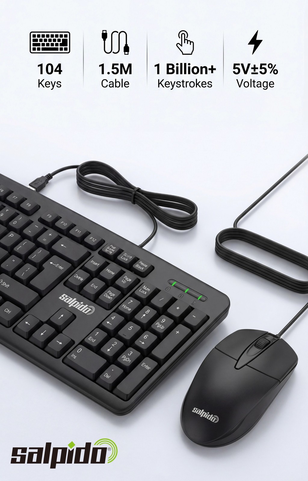 Salpido G12 Office Keyboard Suspended Chocolate Keyboard & Mouse Combo ...