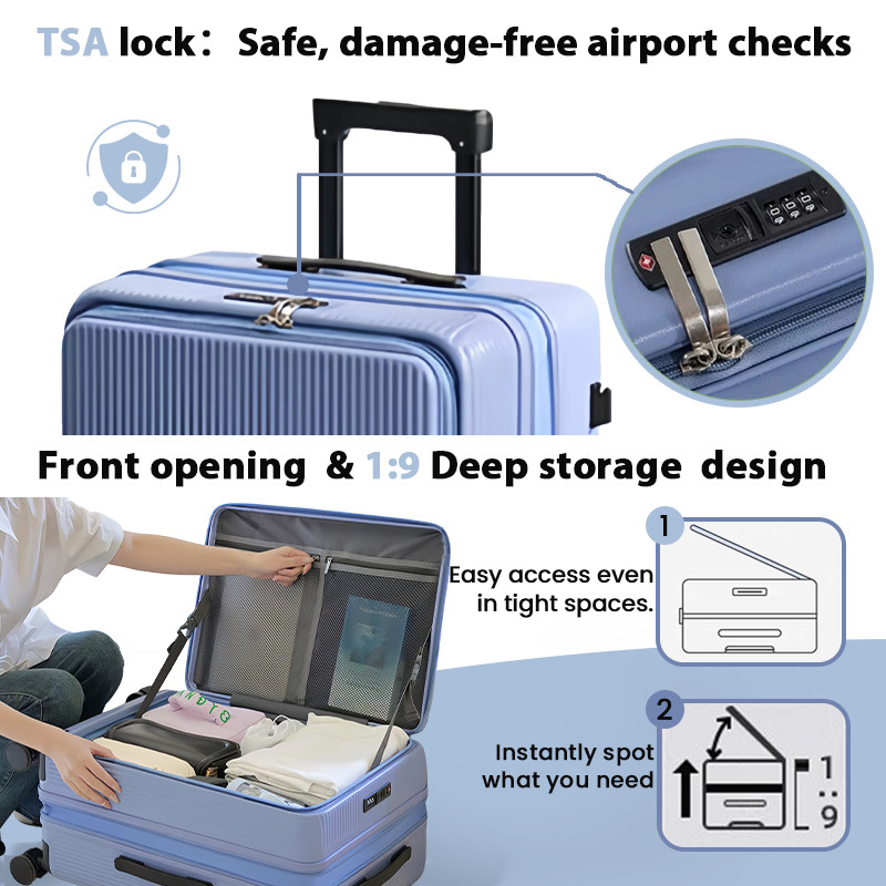 Expandable Luggage 20/22/24/26/28 Inch Front Opening Large Capacity ...