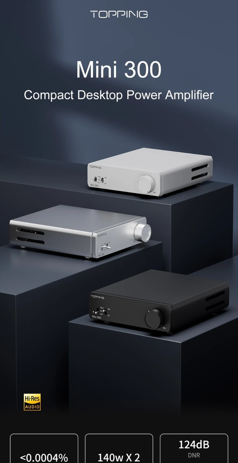 TOPPING Mini 300, Power Amplifier: Fully Balanced Class-D Amplifier TRS ...