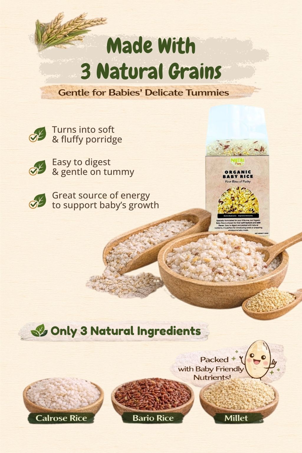 Nutri Pure Organic Baby Rice 1kg Beras Organik Bayi Calrose Bario ...