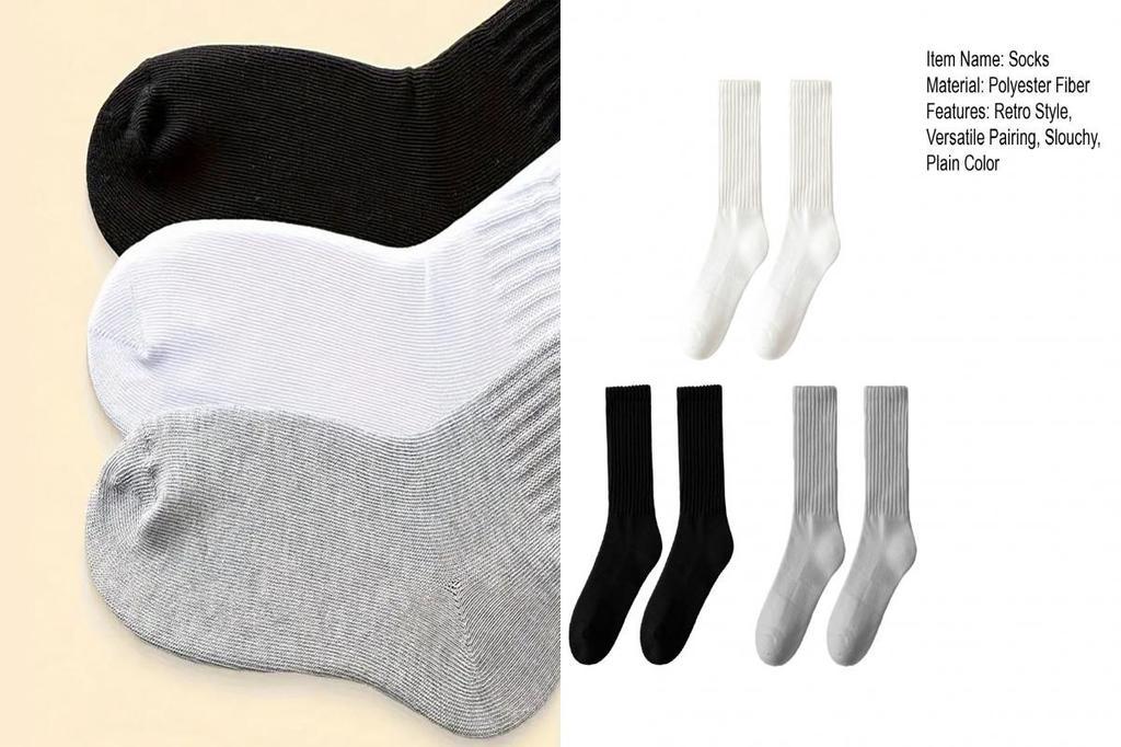 Polyester Crew Socks - Retro Style, Stretchy Fit for Women | Ideal with ...