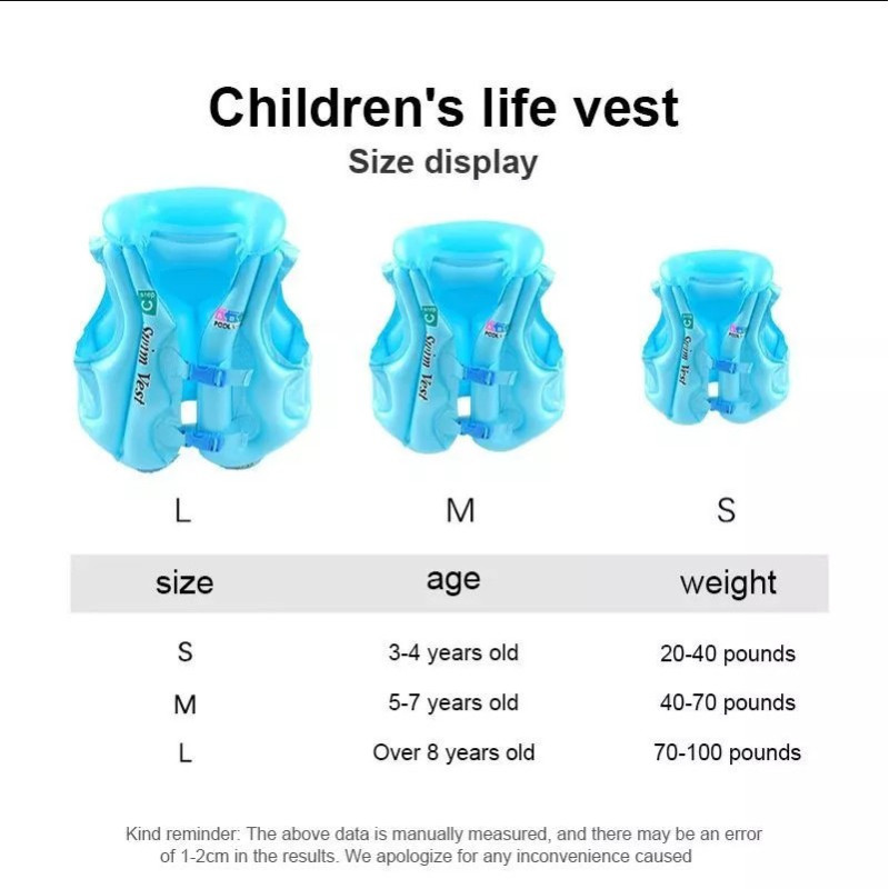 Kids Life Jacket Swimming Vest Buoyancy Vest PVC Inflatable Swimming ...
