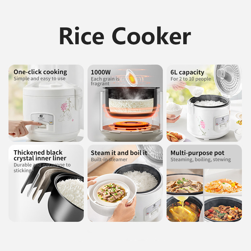 6L Multifunctional Non-Stick Rice Cooker, Conventional Rice Cooker ...