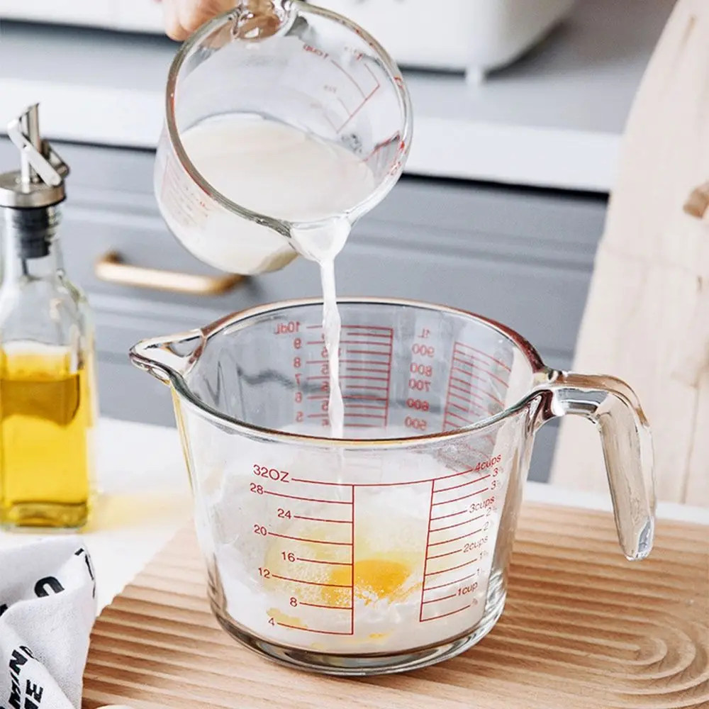 500ML/1000ML Glass Measuring Cup with Scale Thickened Kitchen Measuring ...
