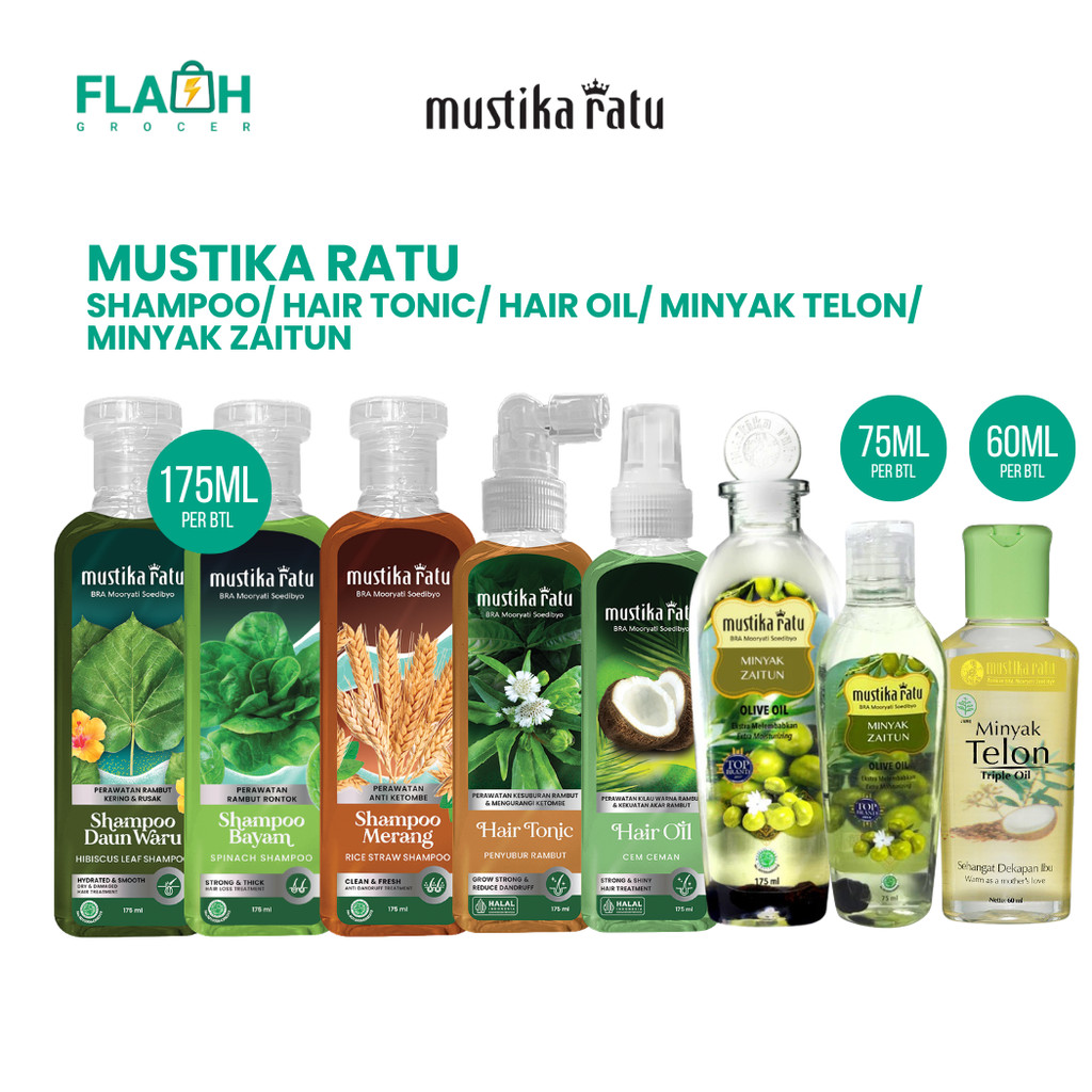 MUSTIKA RATU Shampoo Bayam & Merang / Penyubur Rambut / Minyak Rambut ...