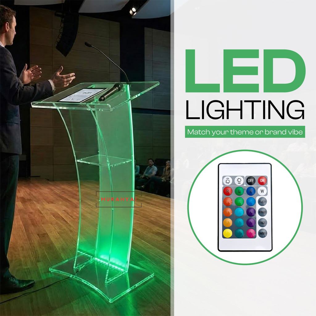 Acrylic Podium Rostrum Transparent Speaker Table LED Conference Host ...