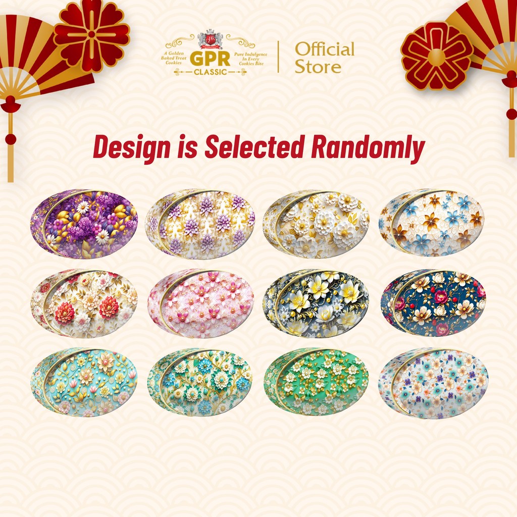 GPR Gold 100% Pure Butter Cookies (114g x 1) 12 Flora Designs Raya ...