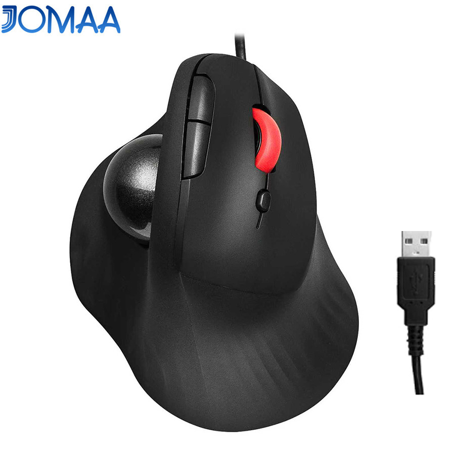 JOMAA Wired Trackball Mouse Vertical Ergonomic Mice Thumb Control ...