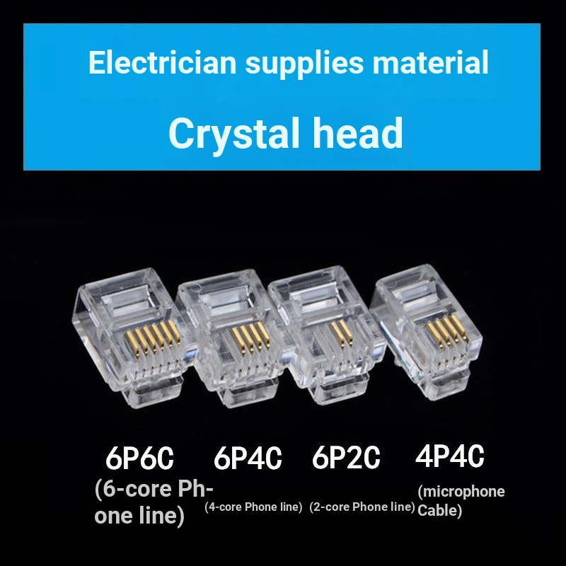 Network Cable Crystal Head Two-Core Four-Core Pure Copper RJ9 RJ11 RJ12 ...