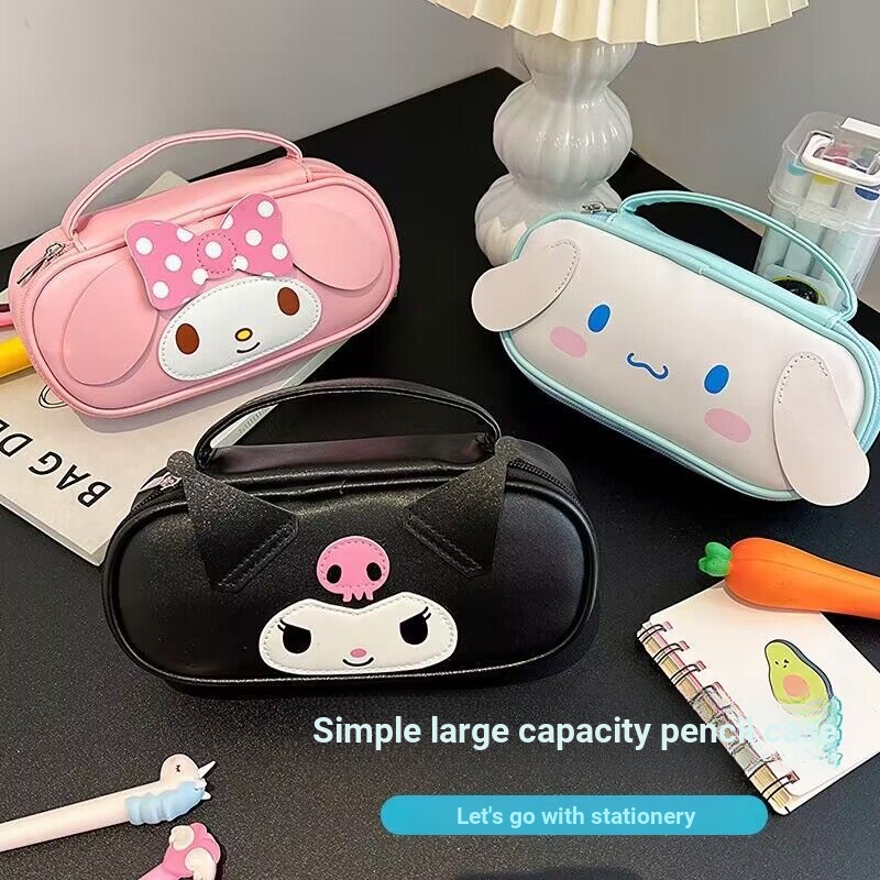 Sanrio Kuromi Melody LargeCapacity Portable PU Leather Stationery Box