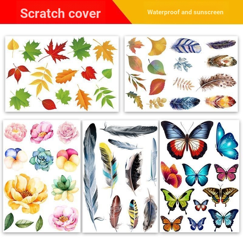 Vernier Scratch Blocking Car Sticker Feather Leaf Butterfly Modified ...