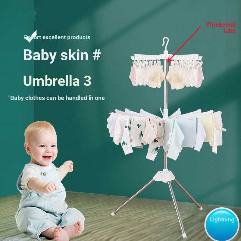 Baby Drying Rack Floor Folding Balcony Newborn Diaper Clothes Drying