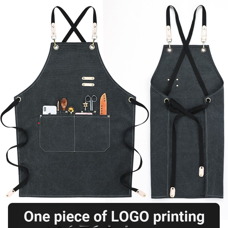 [Free Customized Shop Trick logo] Genuine Leather Apron Canvas Denim ...