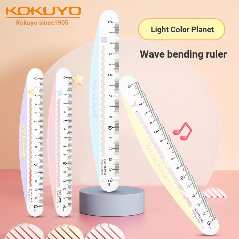 Japan kokuyo kokuyo Light Color Planet Wave Curved Ruler 15cm Middle ...