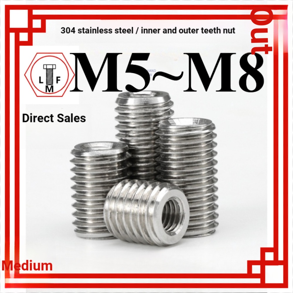 [LMF] Inner Outer Thread Nut 304 Stainless Steel Straight Thread ...