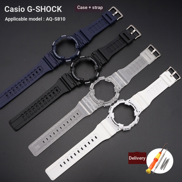 Rubberen horlogeband voor Casio AQ-S810W/S800W AE-1000W SGW-400H/300H/500H W-735H Siliconewatch band Zwarte Pin Polsband Armband