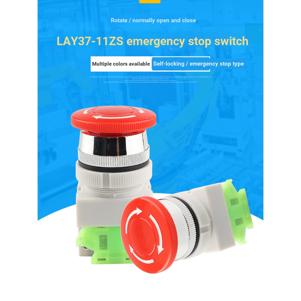 B. b.Mushroom Head Emergency Stop Push Button Switch LAY37-11ZS Self ...