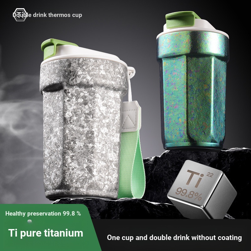 [Quick Shipping] BY633 Pure Titanium Double Drinking Coffee Cup Fresh ...