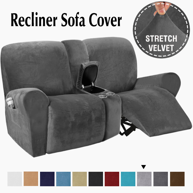 Home Cinema Reclining Love Seat Cover with Middle Console Slipcover 8