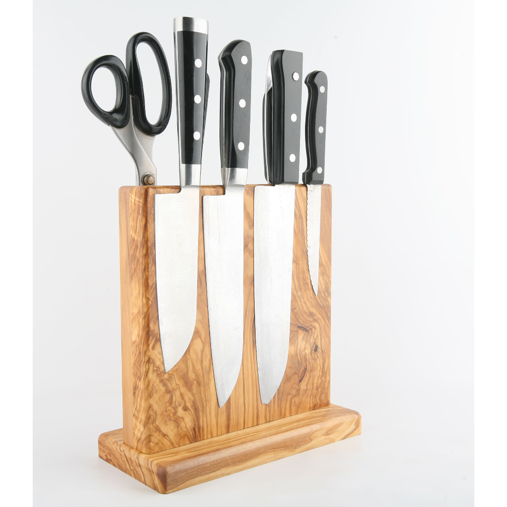 BOUMBI Beautiful Grain Wood Knife Block with Strong