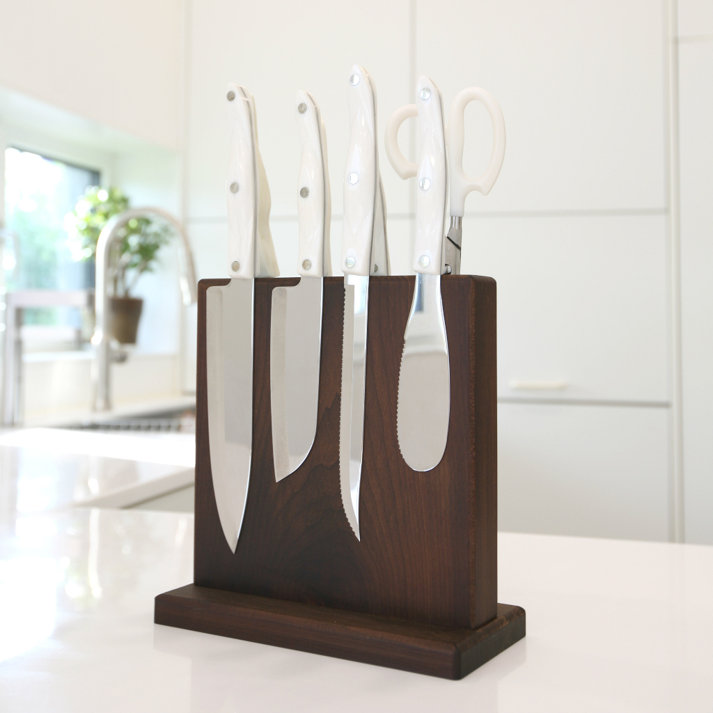 BOUMBI Beautiful Wood Grain Wooden Knife Block with Strong