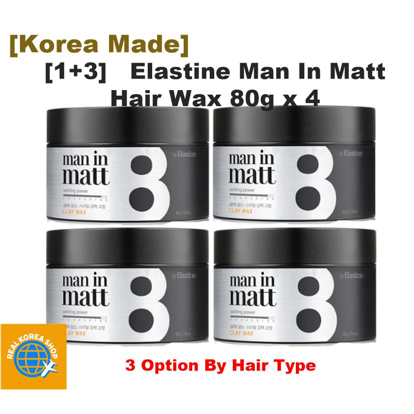 [Korea Made] Elastine Men in Matte Hair Wax 80g x 4 Option 1. Hard Wax