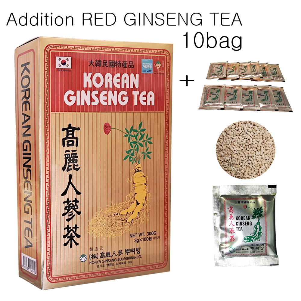 KOREAN GINSENG TEA, 3g x 100bag + 10bag Korean specialties, Made in ...