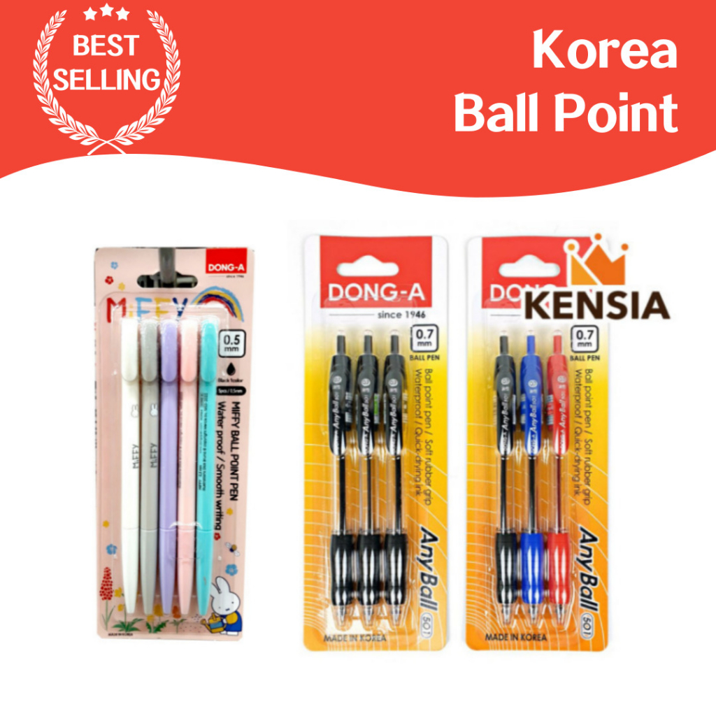 DongA Anyball 501 Ballpoint Pen 3 sets 0.7 Knocktype OilBased Pen
